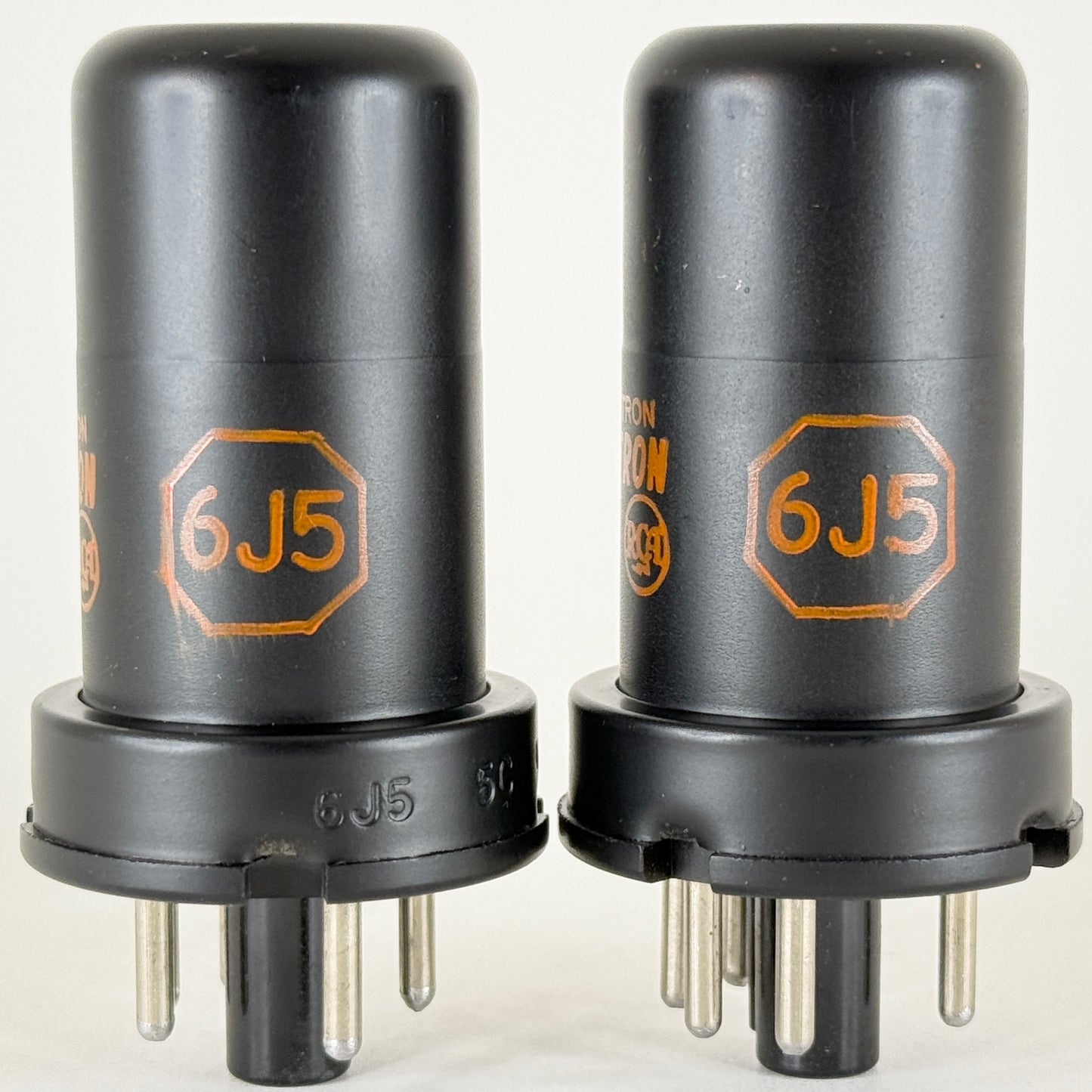 Tested Matched Pair RCA 6J5 Tubes with Boxes Date Codes BD Black Metal Triodes