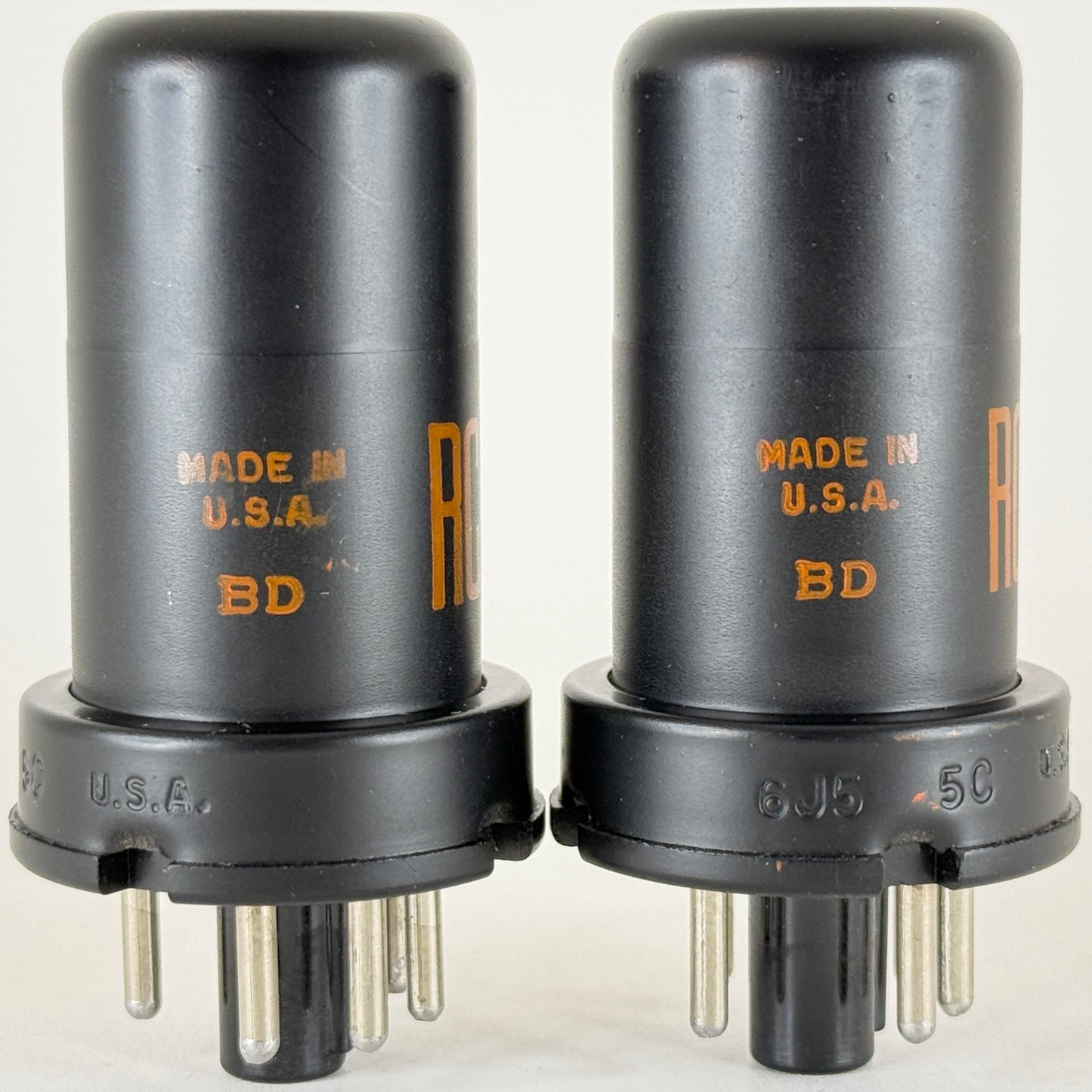 Tested Matched Pair RCA 6J5 Tubes with Boxes Date Codes BD Black Metal Triodes