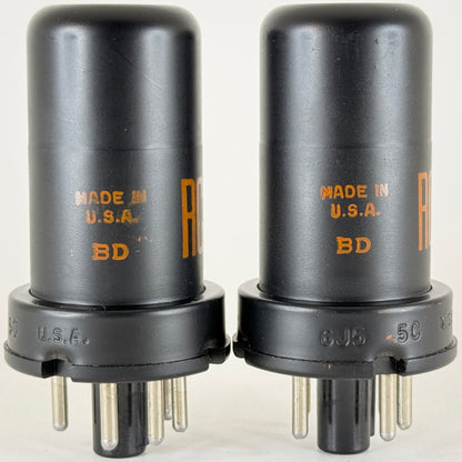 Tested Matched Pair RCA 6J5 Tubes with Boxes Date Codes BD Black Metal Triodes