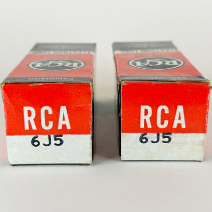 Tested Matched Pair RCA 6J5 Tubes with Boxes Date Codes BD Black Metal Triodes