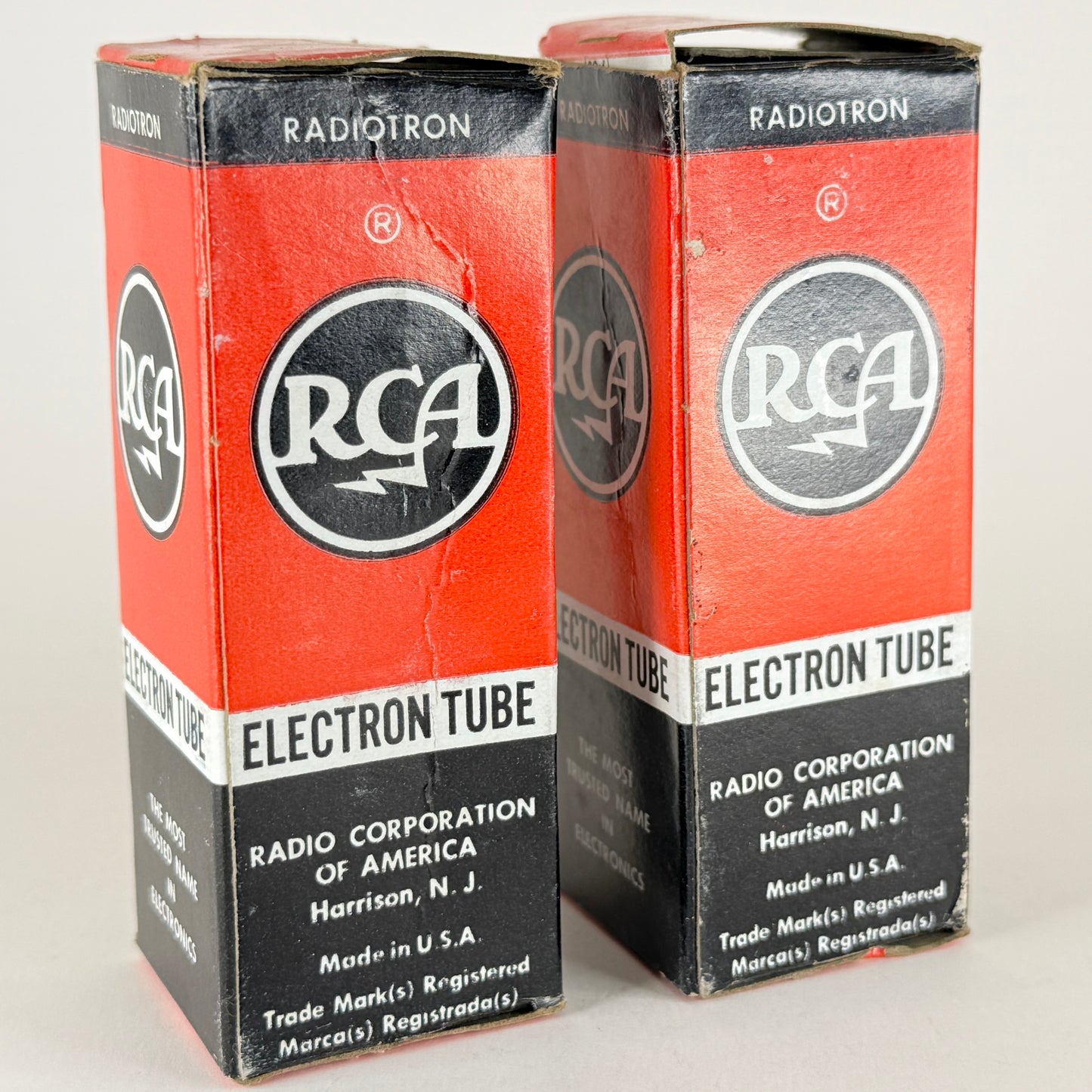 Tested Matched Pair RCA 6J5 Tubes with Boxes Date Codes BD Black Metal Triodes