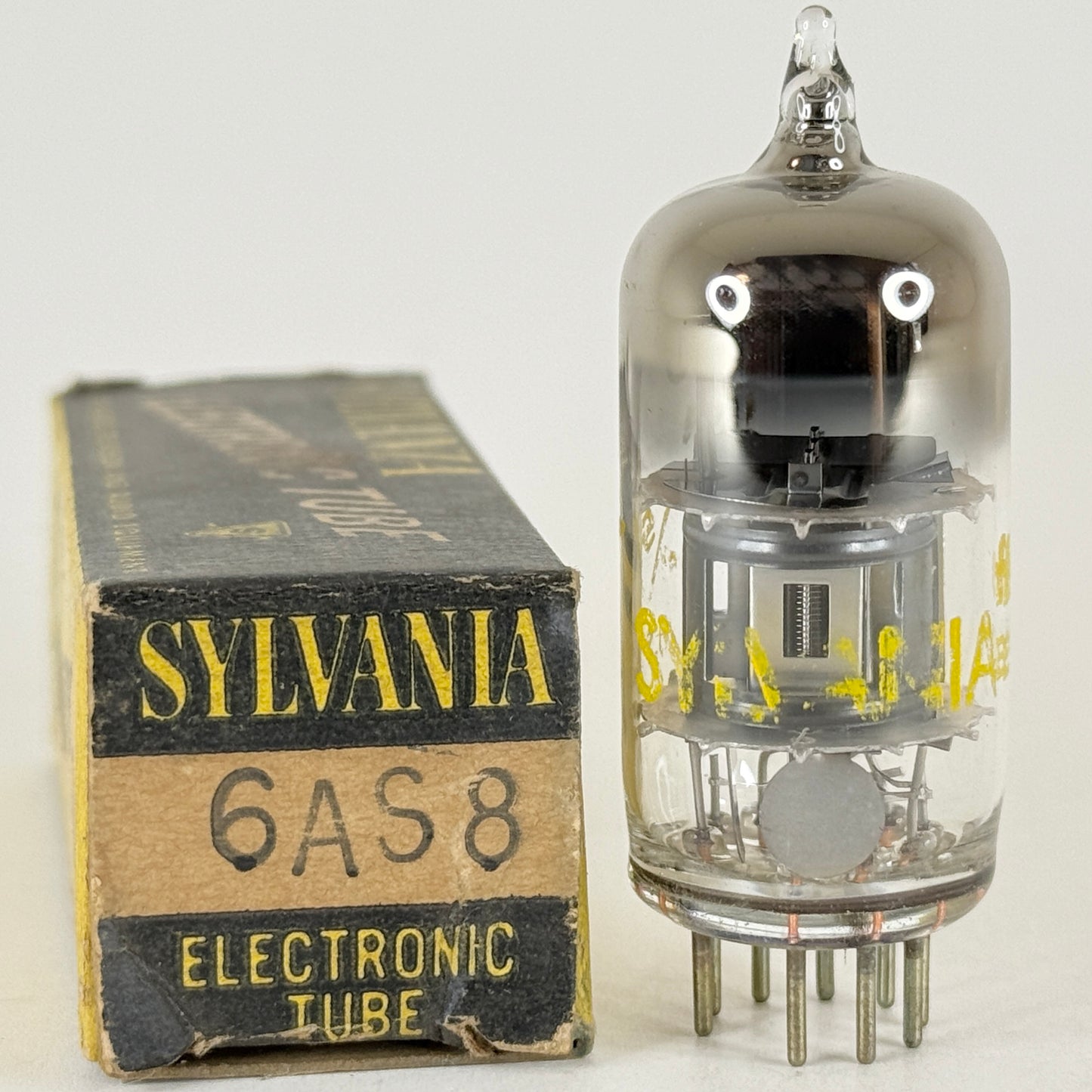 (1) Tested Sylvania 6AS8 Tube with Box Code fe ESP Diode Sharp Cutoff Pentode