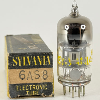 (1) Tested Sylvania 6AS8 Tube with Box Code fe ESP Diode Sharp Cutoff Pentode