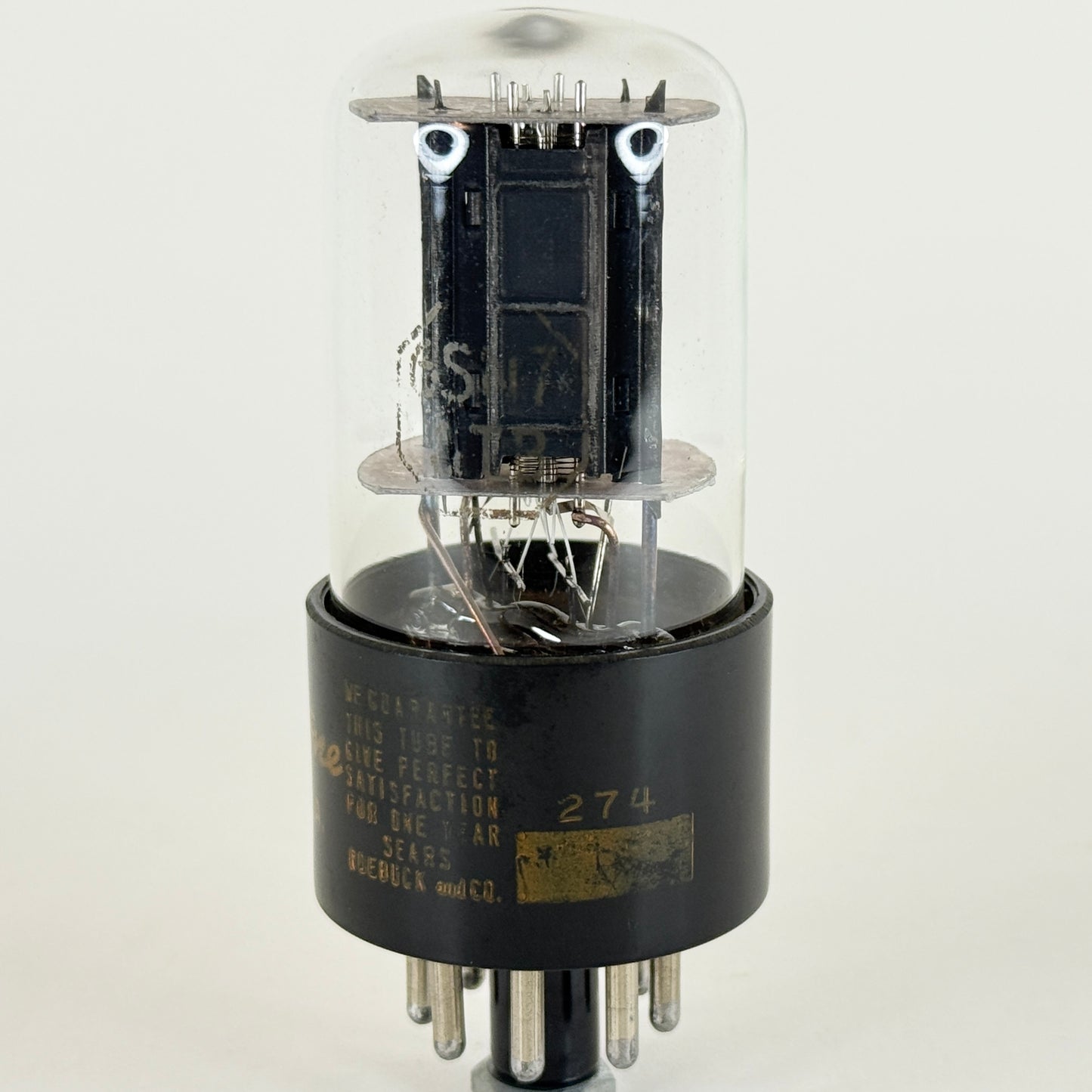 (1) Tested Silvertone 6SN7GTB Tube Black Plates D Getter RCA EIA 274 6SN7 GTB