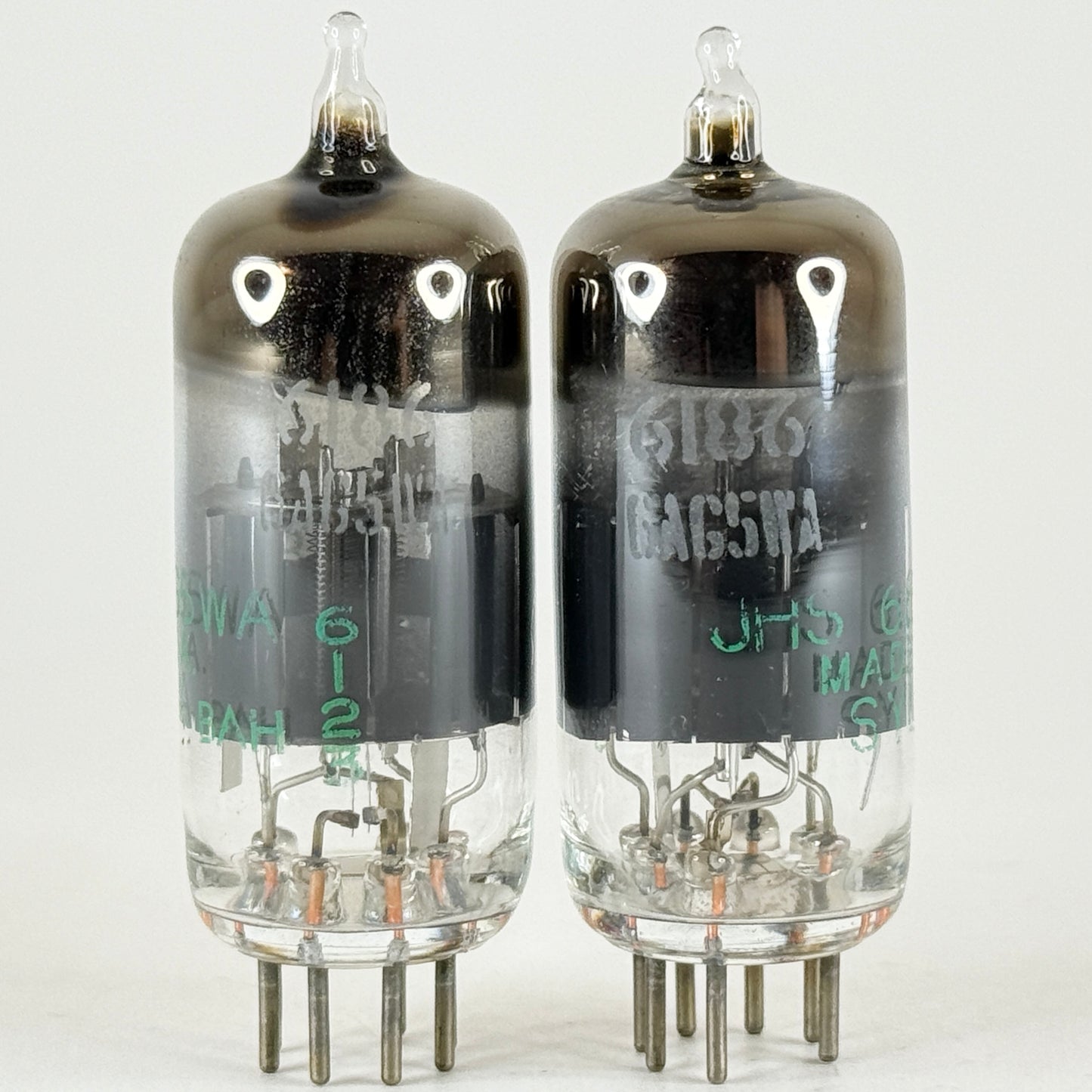1961 Matched Pair Sylvania JHS 6186 6AG5WA Tubes with Boxes Codes 6123 Pentodes