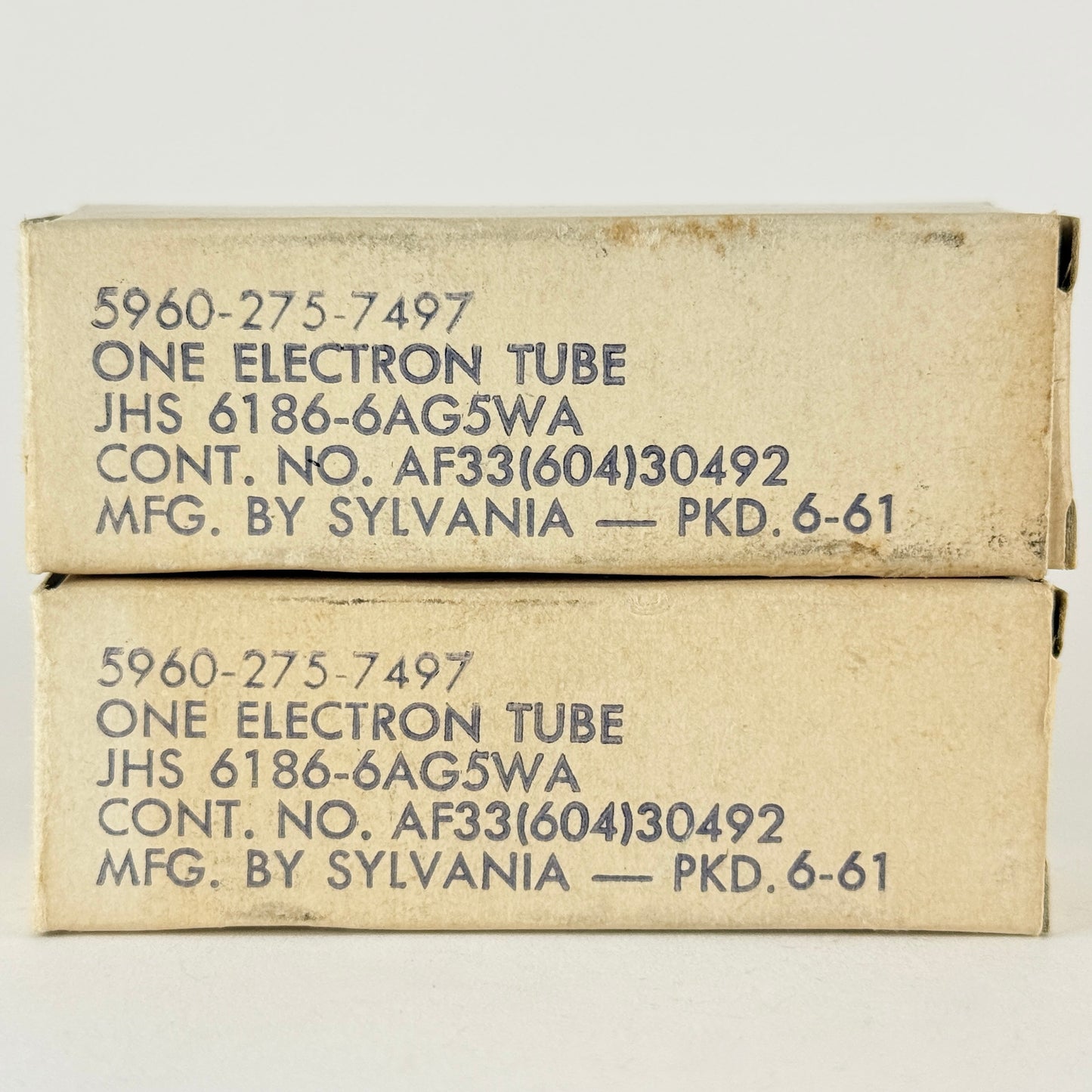 1961 Matched Pair Sylvania JHS 6186 6AG5WA Tubes with Boxes Codes 6123 Pentodes