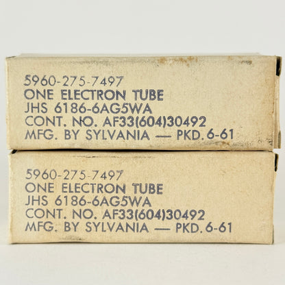 1961 Matched Pair Sylvania JHS 6186 6AG5WA Tubes with Boxes Codes 6123 Pentodes