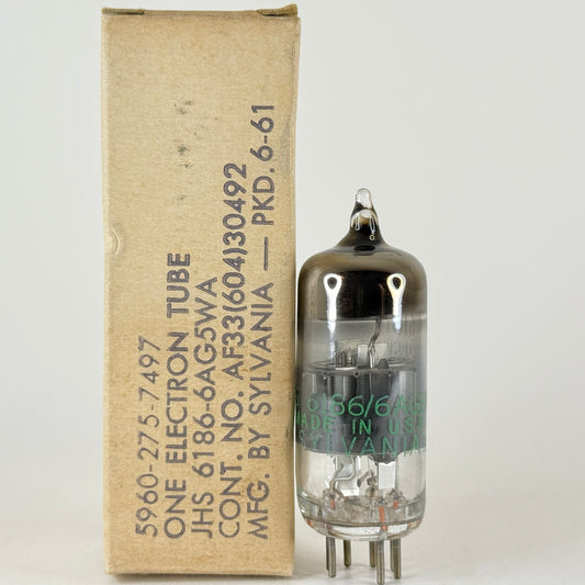 (1) Tested 1961 Sylvania JHS 6186 6AG5WA Tube with Box Code 6123 Pentode Tube