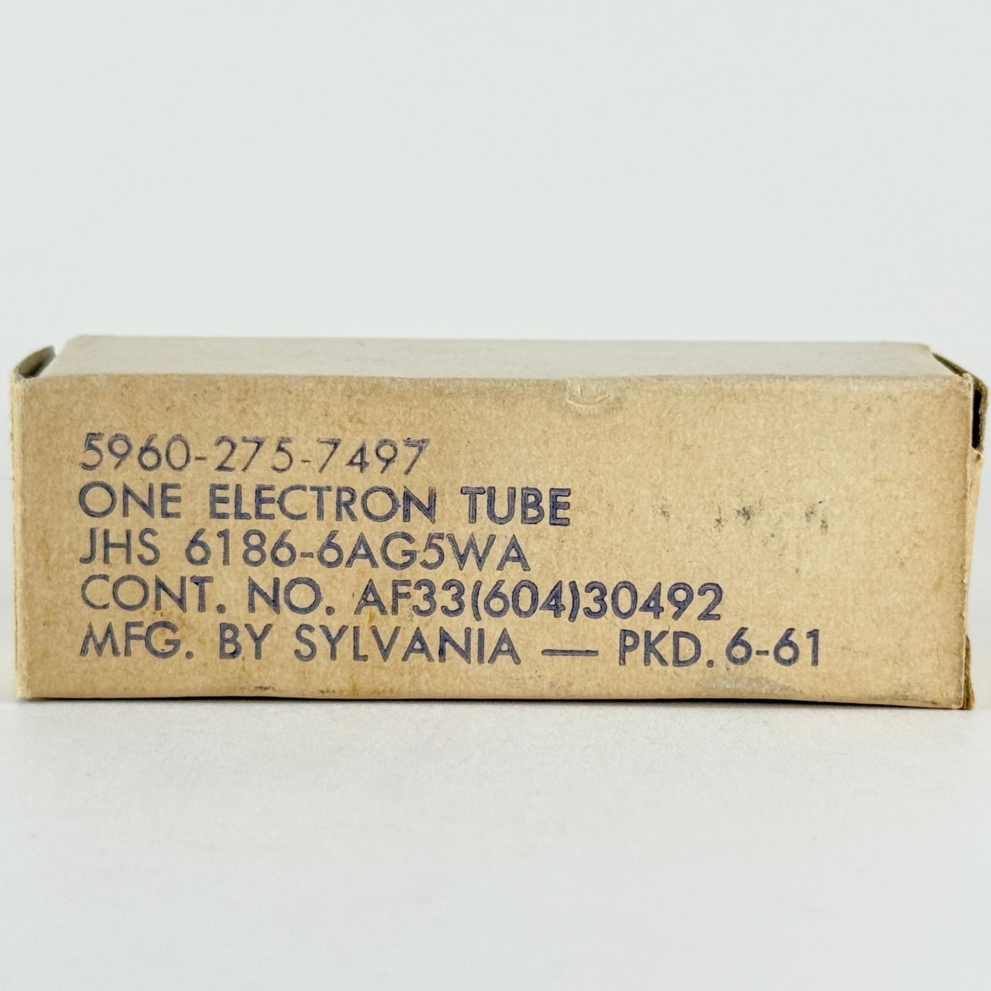 (1) Tested 1961 Sylvania JHS 6186 6AG5WA Tube with Box Code 6123 Pentode Tube