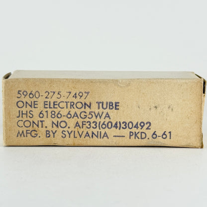 (1) Tested 1961 Sylvania JHS 6186 6AG5WA Tube with Box Code 6123 Pentode Tube