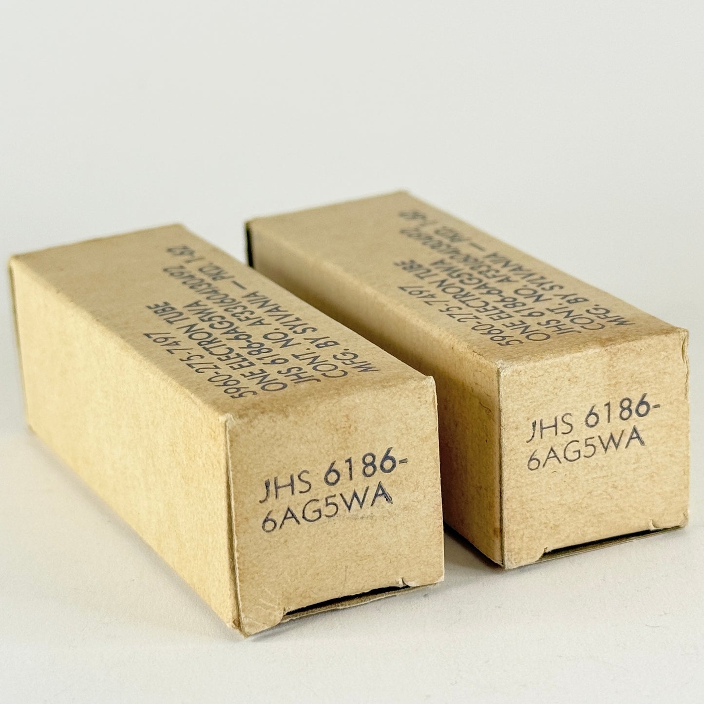 1962 Matched Pair Sylvania JHS 6186 6AG5WA Tubes with Boxes Codes 6202 (a)