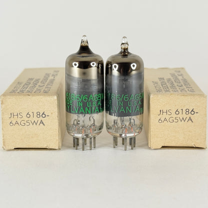 1962 Matched Pair Sylvania JHS 6186 6AG5WA Tubes and Boxes Date Codes 6202 (b)