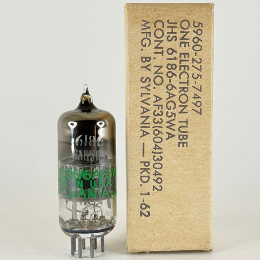 (1) Tested 1962 Sylvania JHS 6186 6AG5WA Tube and Box Code 6202 Pentode Tube