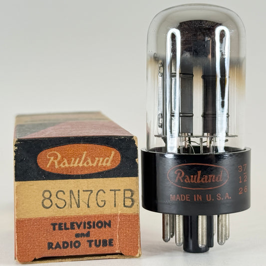(1) Tested Rauland 8SN7GTB Tube with Box Black Angled T Plates Date Code 7-26