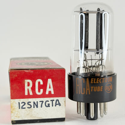 (1) Tested Balanced RCA 12SN7GTA Tube with Box Black Plates Code AN 12SN7 GTA