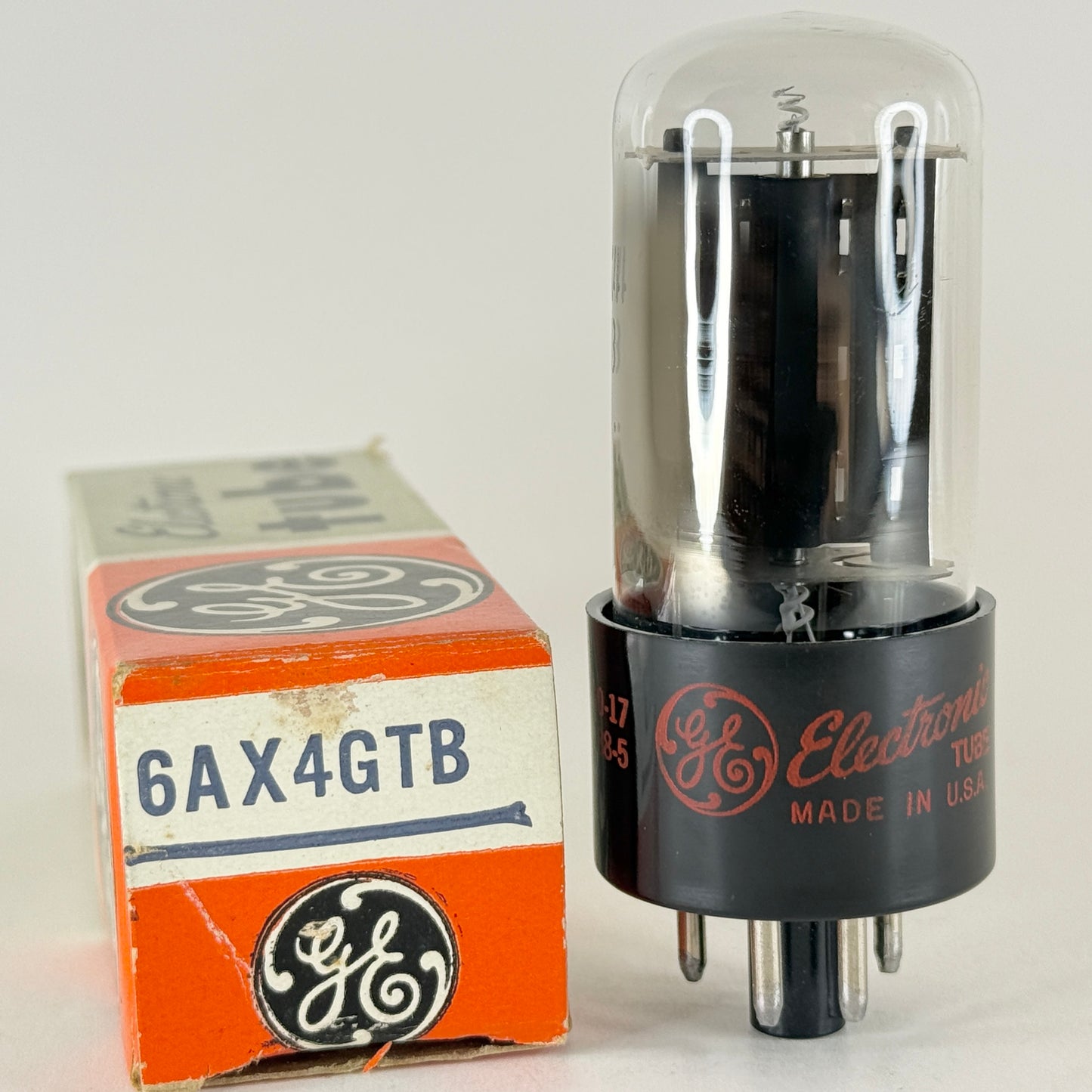 (1) Tested 1960 GE 6AX4GT Tube Red Letters with Box Date Code 60-17