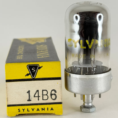(1) Tested Sylvania 14B6 Tube with Box Date Code W Double Diode Triode Tube