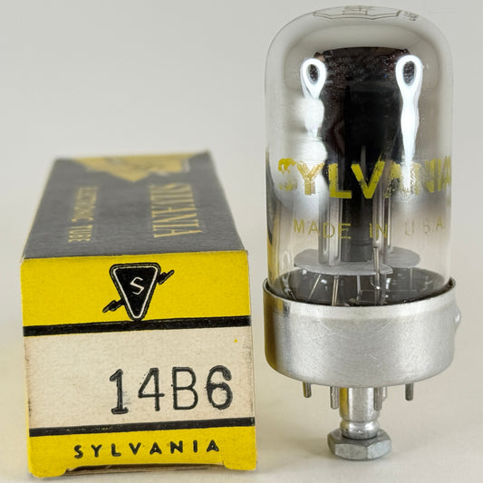 (1) Tested Sylvania 14B6 Tube with Box Date Code W Double Diode Triode Tube
