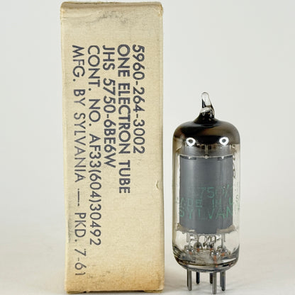 (1) Tested 1961 Sylvania JHS 5750 6BE6W Tube with Box Code 6130 6BE6 W Tube