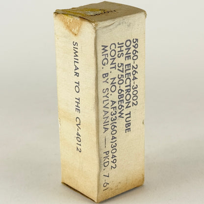 (1) Tested 1961 Sylvania JHS 5750 6BE6W Tube with Box Code 6130 6BE6 W Tube