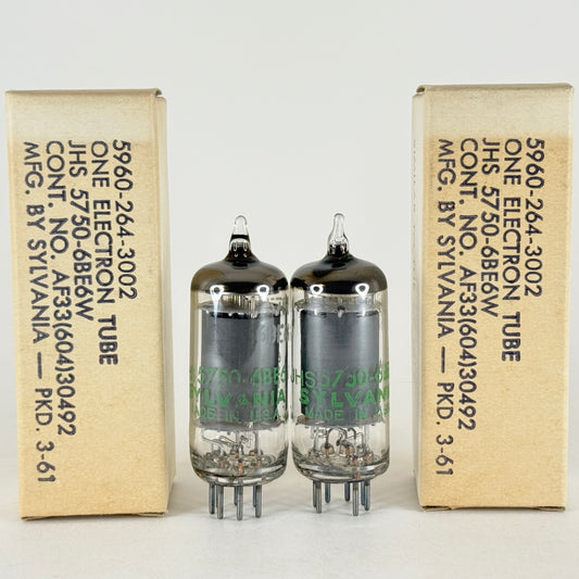 Tested Matched Pair 1961 Sylvania JHS 5750 6BE6W Tubes with Boxes Code 6130