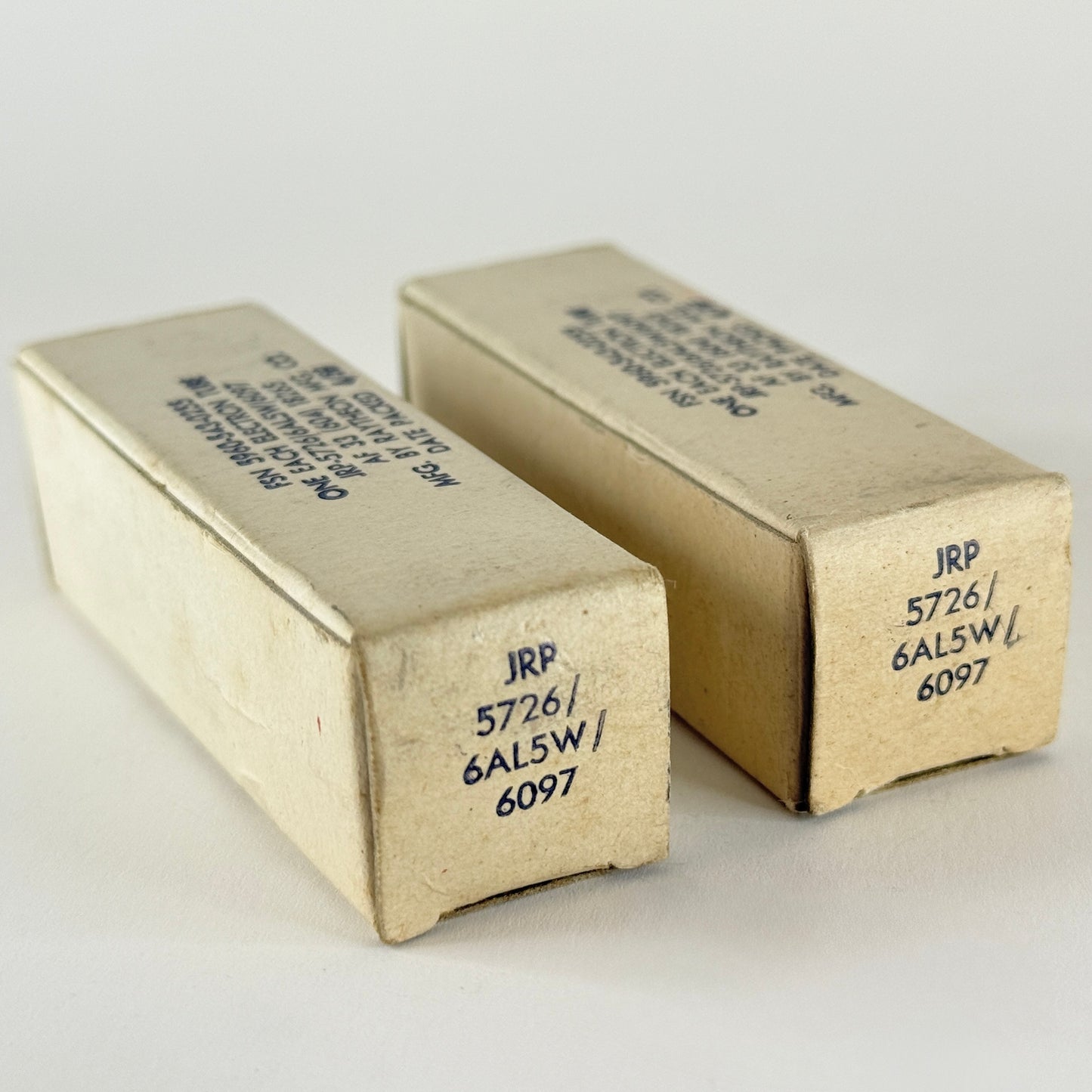 Tested Matched Pair 1959 Raytheon JRP 5726 6AL5W 6097 Tubes Date Codes 59-24