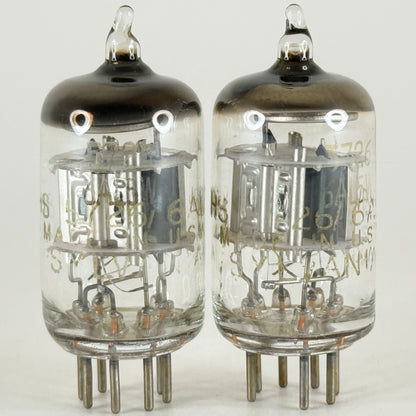 Tested Matched Pair 1961 Sylvania JHS 5726 6AL5W Tubes Gold Letters Codes 61-37