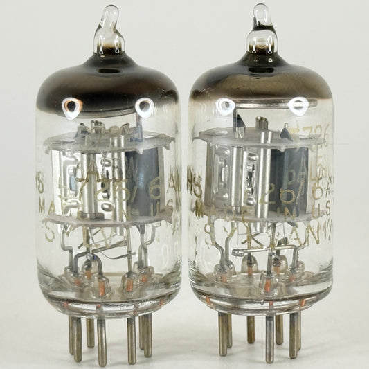 Tested Matched Pair 1961 Sylvania JHS 5726 6AL5W Tubes Gold Letters Codes 61-37