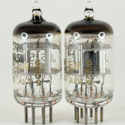 Tested Matched Pair 1962 Gold Letters Sylvania JHS 5726 6AL5W Tubes Codes 62-09