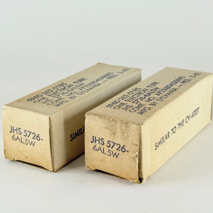 Tested Matched Pair 1962 Gold Letters Sylvania JHS 5726 6AL5W Tubes Codes 62-09