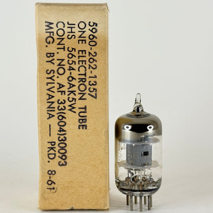 (1) Tested 1961 Sylvania JHS 5654 6AK5W Tube with Box Mil Spec 6AK5 W Tube