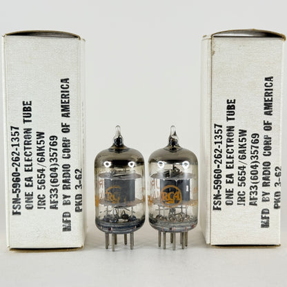 Tested Matched Pair of 1962 RCA JRC 5654 6AK5W Tubes with Boxes Date Codes 62-13