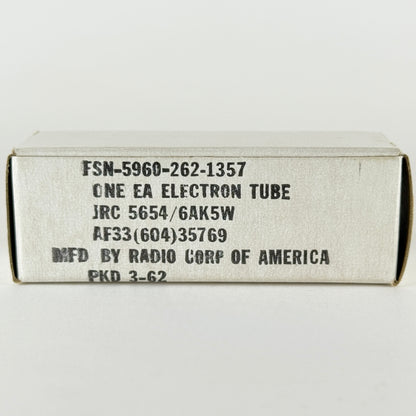 1962 RCA JRC 5654 6AK5W Tube with Box Code 62-13 RCA Mil Spec 6AK5 W Tube