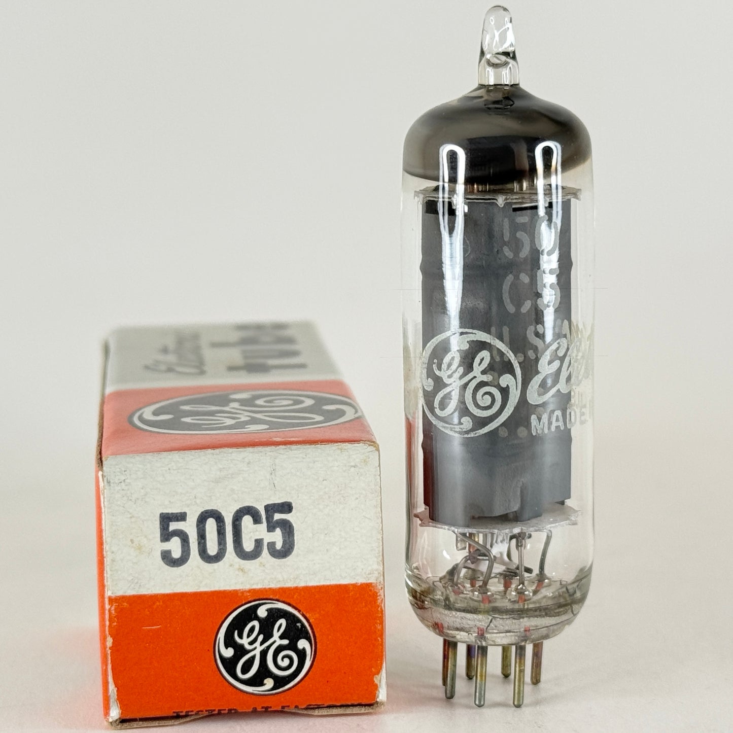 (1) Tested GE 50C5 Tube with Box Date Code EW General Electric Beam Pentode Tube