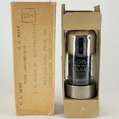 (1) Tested 1944 Sylvania JAN CHS 35A5 Tube with Box Loctal Power Vacuum Tube (a)