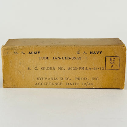 (1) Tested 1944 Sylvania JAN CHS 35A5 Tube with Box Loctal Power Vacuum Tube (a)