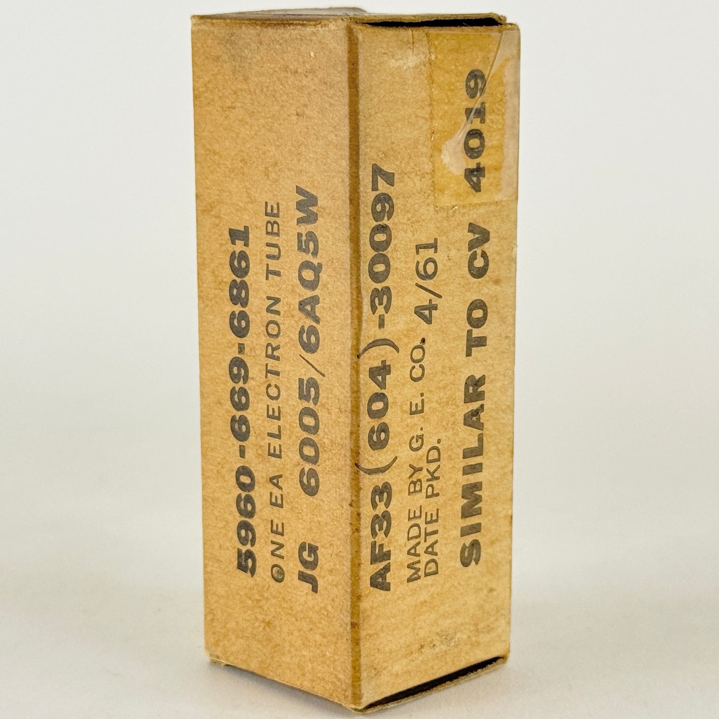 (1) Tested 1961 GE JG 6005 6AQ5W Tube and Box Code 62-30 General Electric 6AQ5 W