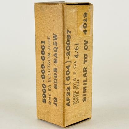 (1) Tested 1961 GE JG 6005 6AQ5W Tube and Box Code 62-30 General Electric 6AQ5 W