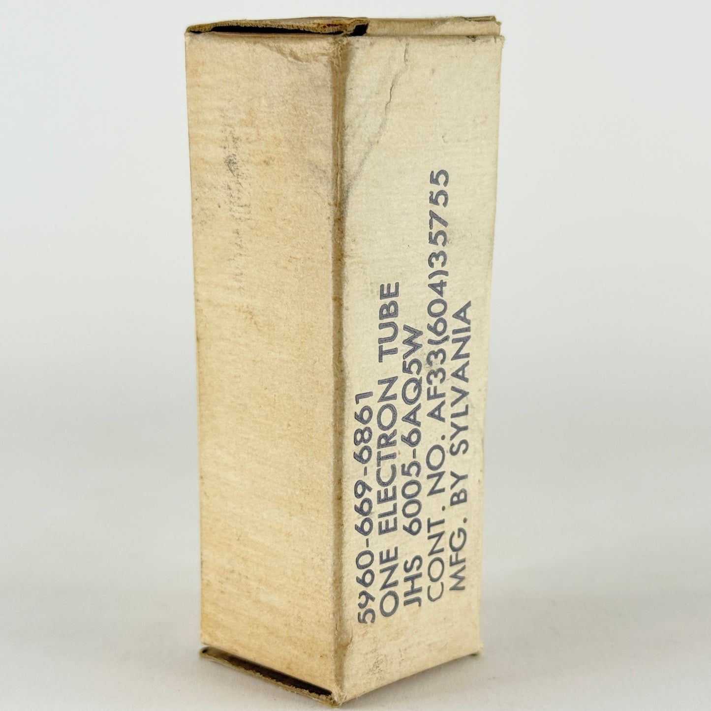 (1) Tested 1962 Sylvania JHS 6005 6AQ5W Tube Box Gold Letters Code 62-30 6AQ5 W