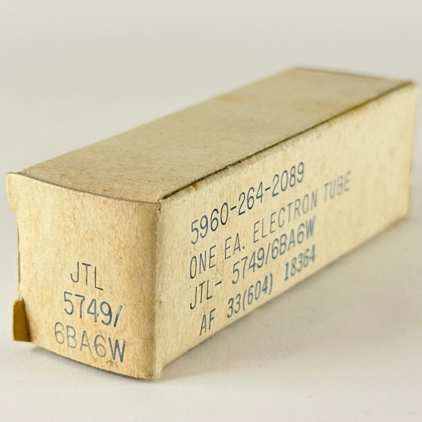 (1) Tested 1958 Tung Sol JTL 5749 6BA6W Tube and Box Code 58-27 Mil Spec Pentode