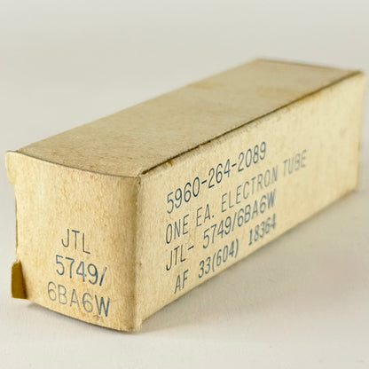 (1) Tested 1958 Tung Sol JTL 5749 6BA6W Tube and Box Code 58-27 Mil Spec Pentode