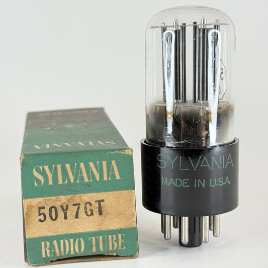 (1) Tested 1950 Sylvania 50Y7GT Tube with Box Code 0-52 50Y7 GT Rectifier Tube