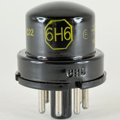 (1) Tested Raytheon 6H6 Tube with Box Code C22 Black Metal Twin Diode Tube