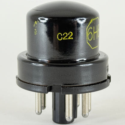 (1) Tested Raytheon 6H6 Tube with Box Code C22 Black Metal Twin Diode Tube