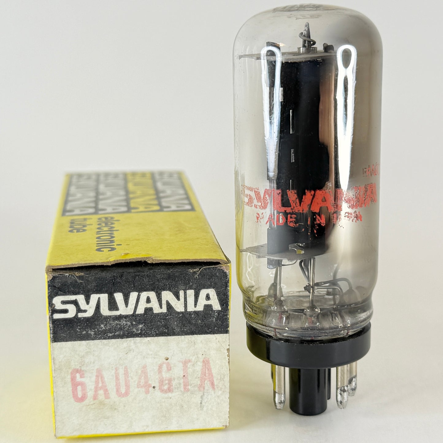 (1) Tested Sylvania 6AU4GTA Tube Coin Base Red Letters with Box Date Code EMC gh