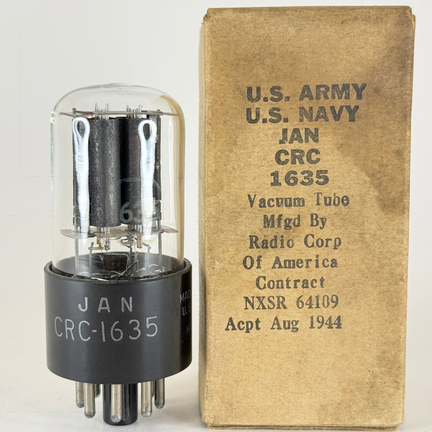 (1) Tested Balanced 1944 RCA JAN CRC 1635 Tube with Box Date Code H3 Dual Triode