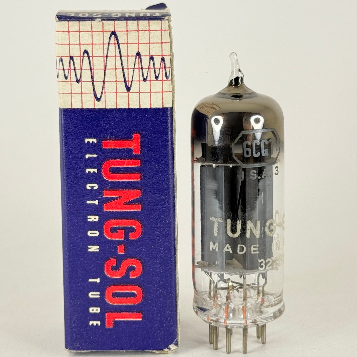 (1) Tested Tung Sol 6CG7 Tube with Box Date Code PY-1 Gray Plates Twin Triode