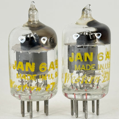 Tested Matched Pair Western Electric JAN 6AS6 Tubes Dual Control Pentode Tubes
