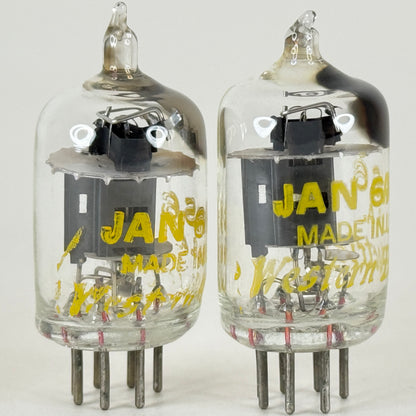 Tested Matched Pair Western Electric JAN 6AS6 Tubes Dual Control Pentode Tubes