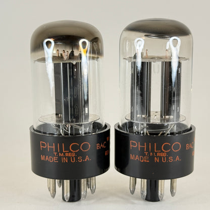 Matched Pair Philco 12SN7GTA Tubes Codes BAC Black Plates Halo Getters 12SN7GT A